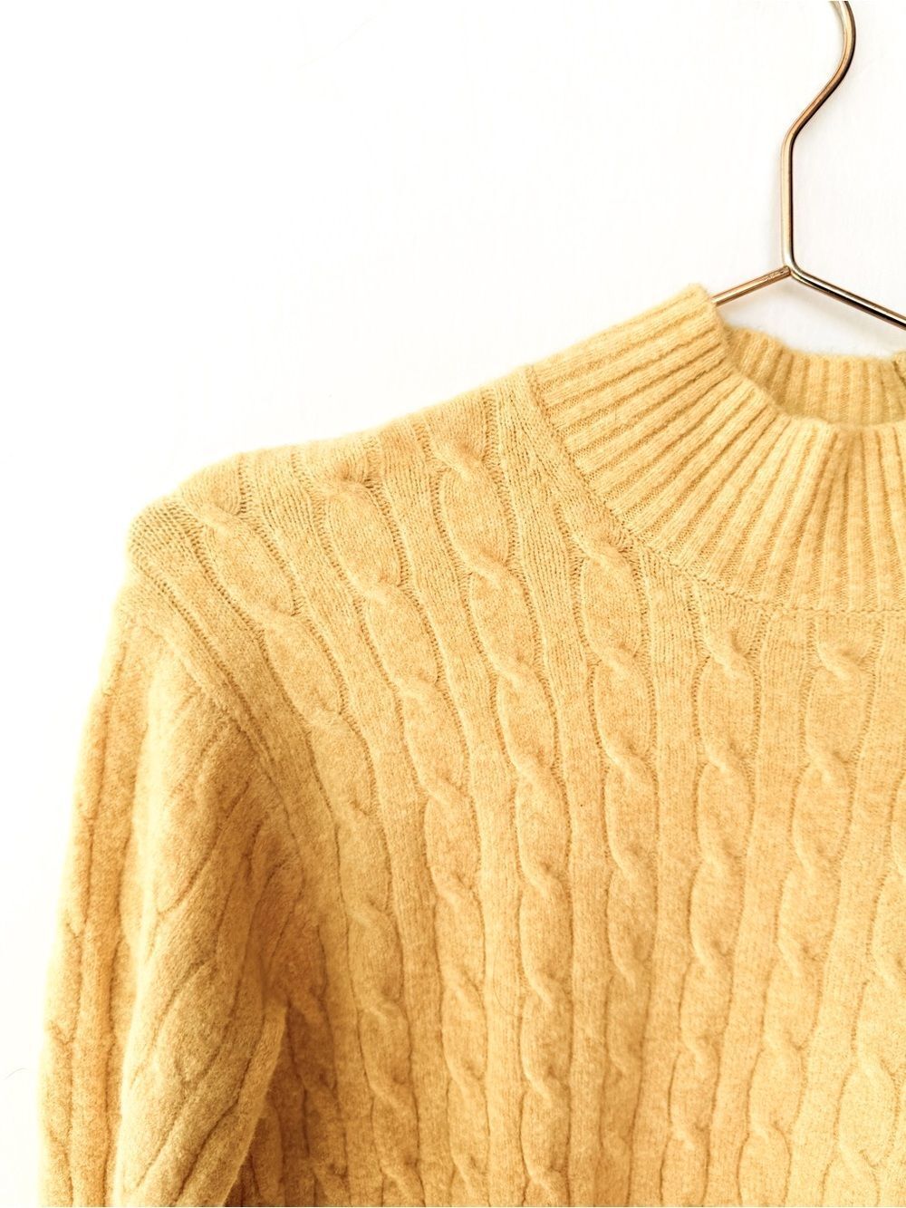 NWT J. Crew Factory Butter Yellow Extra Soft Cable Neck Mock Neck Sweater Small - Picture 2 of 8